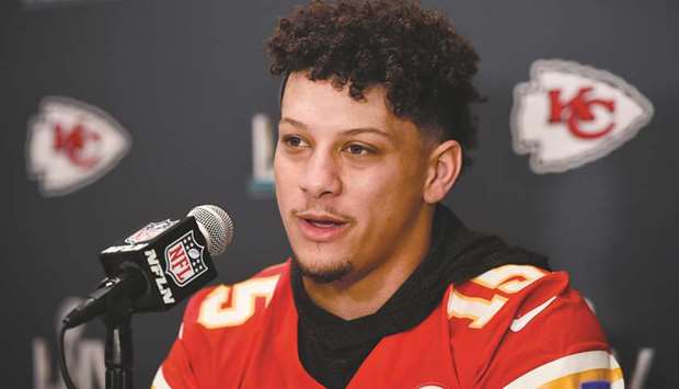 Kansas City Chiefs quarterback Patrick Mahomes speaks during a press conference at JW Marriott Turnberry on Wednesday. PICTURE: USA TODAY Sports