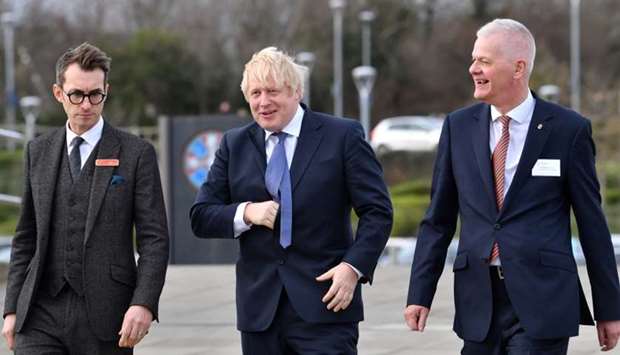 Britain's Prime Minister Boris Johnson arrives to attend a cabinet meeting held at the National Glass Centre at the University of Sunderland, in Sunderland, Britain
