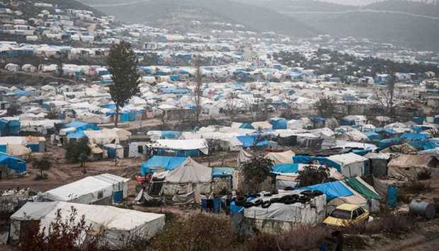 A view of tents at a camp for displaced Syrians at Khirbet al-Joz in the west of the northwestern Idlib province near the border with Turkey.