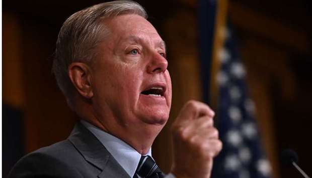 Republican Senator Lindsey Graham speaks during a press conference on the Department of Justice Inspector Generalu2019s report, into the 2016 election and the FBIu2019s involvement, on Capitol Hill in Washington, DC on December 09, 2019. AFP