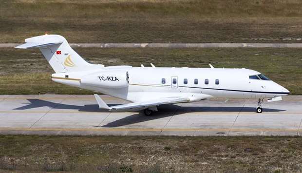 TC-RZA, a private jet which was used during the escape of ousted Nissan chairman Carlos Ghosn from Japan to Lebanon through Turkey, is pictured in an unknown location, May 20, 2016.
