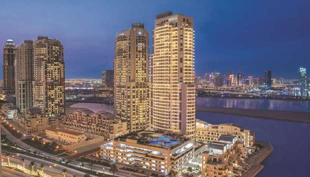 An exterior view of Hilton Doha The Pearl Residences.