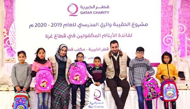 Each of the 278 orphans sponsored by QC in the Gaza Strip has received schoolbags, uniforms and stationery items.