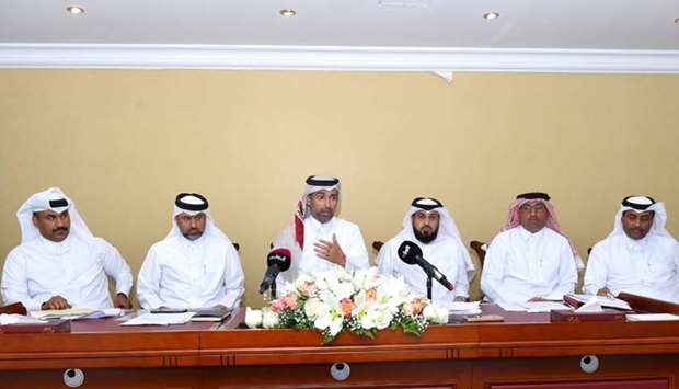 Sheikh Dr Falih bin Nasser al-Thani and other officials at the press conference