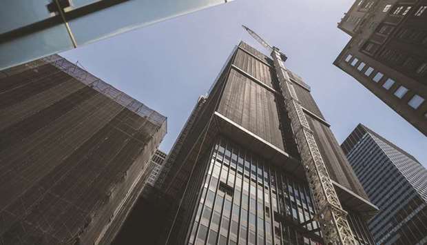 A JP Morgan Chase & Co building stands under construction in New York in June last year. Large and regional bank stocks staged a late-year comeback on vaccine optimism and a rotation into value stocks from growth stocks, Keefe Bruyette & Woods Inc analyst Christopher McGratty wrote in a note.