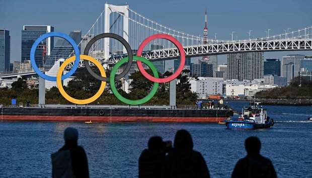 Olympic rings at the waterfront in Tokyo