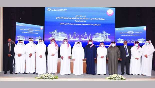 HE the Minister of Municipality and Environment Abdullah bin Abdulaziz bin Turki al-Subaie with officials of the MME and Continental Commercial Company at the signing ceremony Tuesday. PICTURES: Shaji Kayamkulam