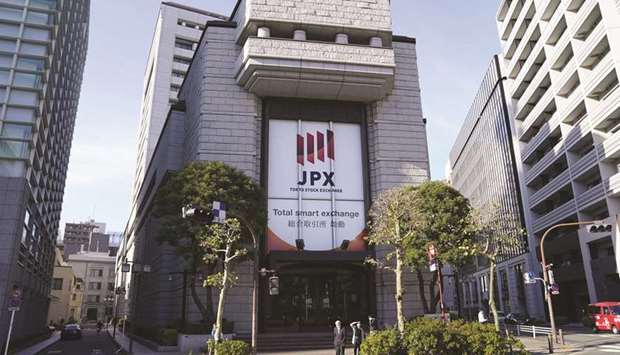 A view of the Tokyo Stock Exchange. The Nikkei 225 closed 0.1% up at 28,164.34 points yesterday.