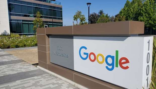 A sign is pictured outs a Google office near the company's headquarters in Mountain View, California, US, May 8, 2019