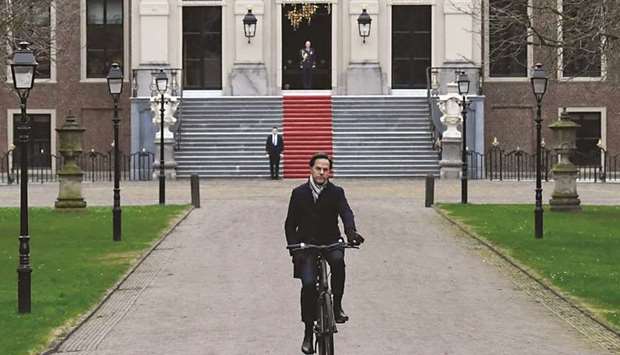 Prime Minister Rutte leaves the Royal Palace in The Hague after formally handing in his resignation to King Willem-Alexander.