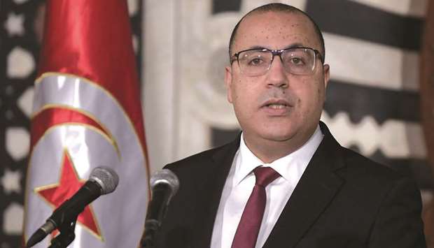 Tunisian Prime Minister Hichem Mechichi speaks during a press conference to announce a cabinet reshuffle in the capital Tunis, yesterday.