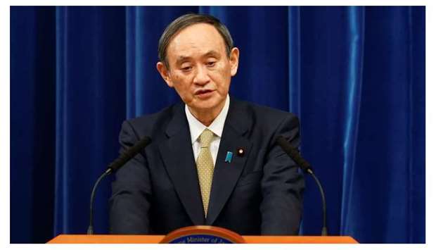 Japan's Prime Minister Yoshihide Suga speaks during a news conference at the PM's official residence in Tokyo, Japan on January 13