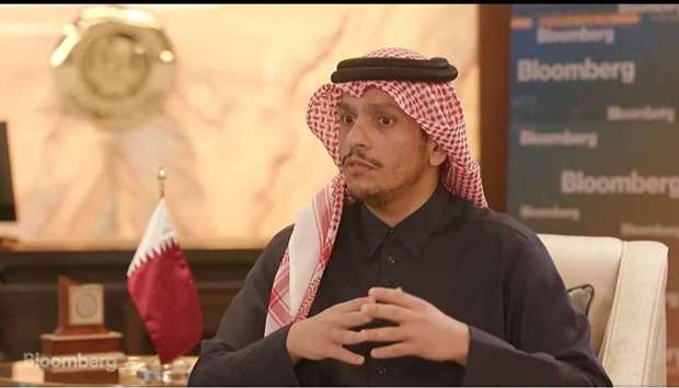 HE the Deputy Prime Minister and Minister of Foreign Affairs Sheikh Mohamed bin Abdulrahman al-Thani speaking to Bloomberg TV.