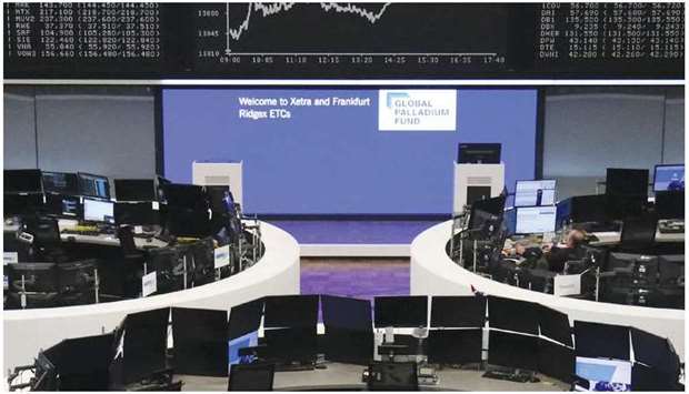 The German share price index DAX graph is pictured at the Frankfurt Stock Exchange. Global markets rose yesterday as Joe Biden took the oath of office, in part owing to the new US presidentu2019s coronavirus stimulus proposal.