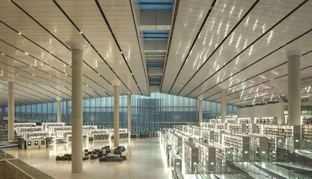 An inside view of Qatar National Library.