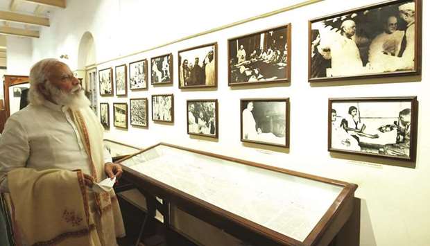 This handout photograph released by the Indian Press Information Bureau (PIB) yesterday, shows Indian Prime Minister Narendra Modi visiting the Netaji Bhawan on the occasion of the 125th birth anniversary of nationalist leader Subhas Chandra Bose in Kolkata.