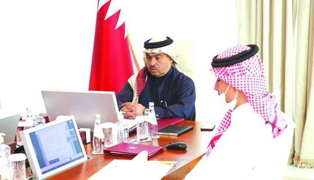 HE the Minister of Commerce and Industry Ali bin Ahmed al-Kuwari attends the virtual meeting