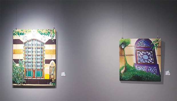 Two of al-Bizriu2019s works on display at Katara u2013 the Cultural Village. PICTURE: Joey Aguilar