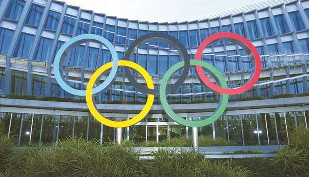 The Olympic rings are pictured in front of the International Olympic Committee (IOC) headquarters in Lausanne, Switzerland.
