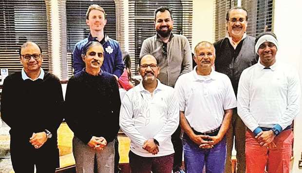 QGL 198 winners (Back L-R): Andrew Robinson, Kunal Bhatia, President Manoj Megchiani (Front L-R): VP Sanjay Jain, Amit Nagpal, Sanjeev Gupta, PK Viswanath, Capt Mohan Atla