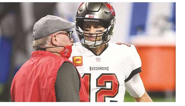 Tampa Bay Buccaneers quarterback Tom Brady heaped praise on his new head coach Bruce Arians (left) as they prepare to face Kansas City Chiefs in the NFL Championship game on February 7. (USA TODAY Sports)