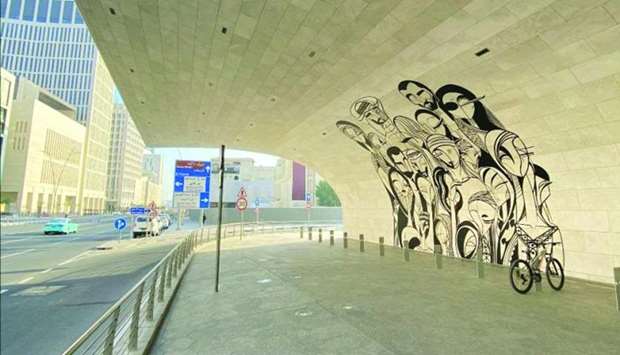 Doha-based artist Abdulaziz Yousef Ahmed's u201cFamily Reunionu201d at the Msheireb metro station.