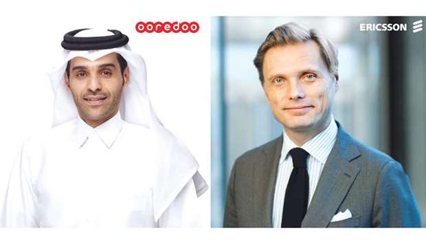 From left: Sheikh Mohamed bin Abdulla al-Thani, Deputy Group CEO, Ooredoo Group, and Fredrik Jejdling, executive vice president and head of Business Area Networks, at Ericsson.