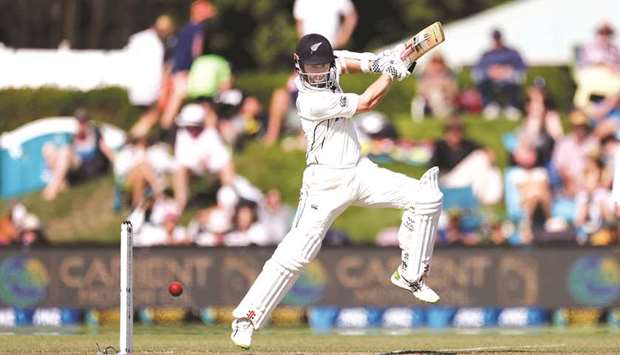 New Zealandu2019s captain Kane Williamson plays a shot during day two of the second Test match at Hagley Oval in Christchurch yesterday.