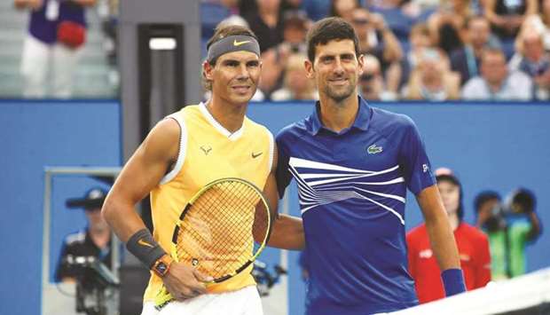 World No 1 Novak Djokovic (right) with second-ranked Rafael Nadal.