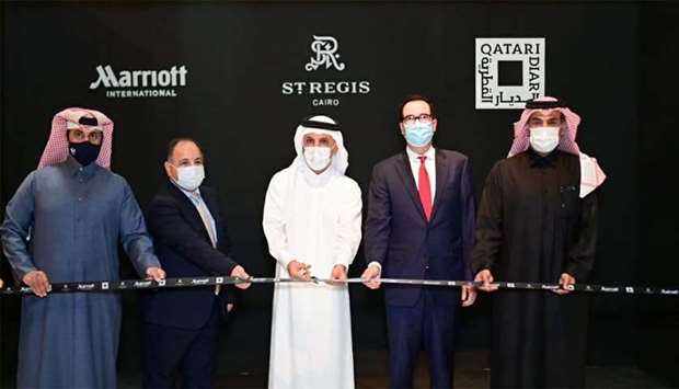 Qatari Diar Real Estate Company officially opening St Regis Cairo Hotel in the presence of HE the Minister of Finance Ali Sherif al-Emadi, US Secretary of the Treasury Steven Mnuchin, and Minister of Finance of Egypt Dr Mohamed Moait.