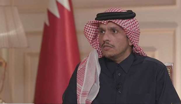 HE the Deputy Prime Minister and Minister of Foreign Affairs Sheikh Mohamed bin Abdulrahman al-Thani during the Al Jazeera interview 
