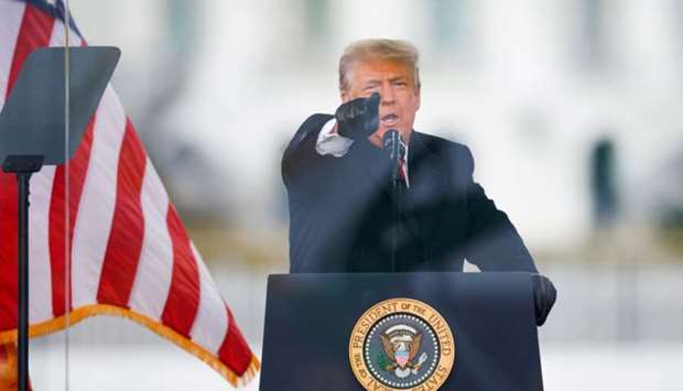 US President Donald Trump gestures as he speaks during a rally to contest the certification of the 2020 US presidential election results by the US Congress, in Washington, US on January 6.