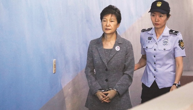 South Korean leader Park Geun-hye at a court in Seoul.