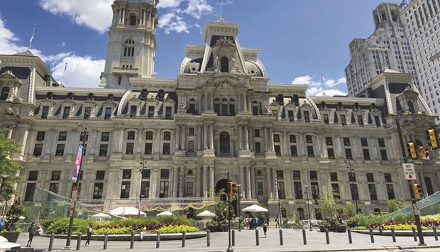 A view of the exterior of Philadelphia City Hall. Economic fallout from Covid-19, coupled with demands for racial justice, have piled new pressures on US city governments. (Reuters)