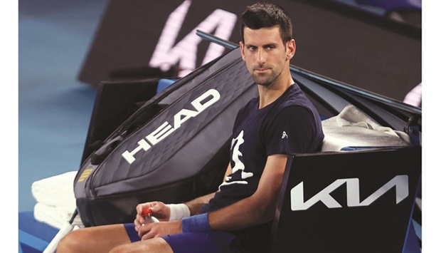 Novak Djokovic at a practice session in Melbourne  yesterday. (AFP)