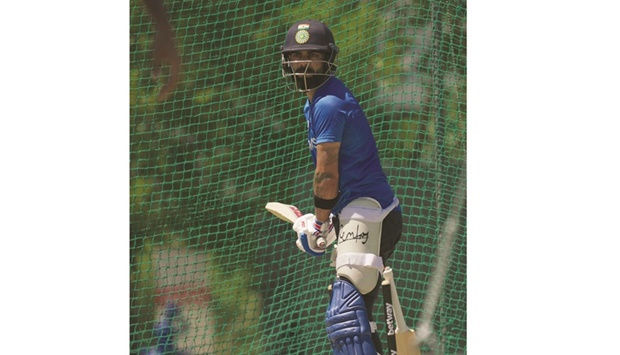 Indiau2019s Virat Kohli in action during a net session at the Boland Park in Paarl yesterday.