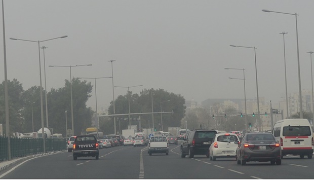 Doha experienced strong winds and poor visibility at many places Sunday evening. PICTURE: Shaji Kayamkulam