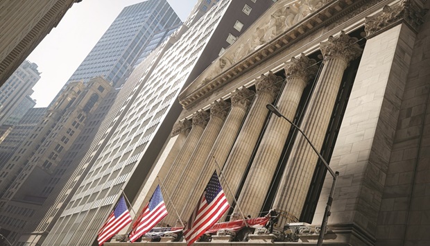 The front facade of the New York Stock Exchange. Expectations of rising interest rates are bolstering the shares of regional banks, as a tumble in technology stocks pushes Wall Street investors to search for assets that could thrive amid higher yields and tighter Federal Reserve policy.