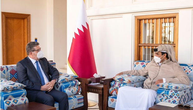 His Highness the Amir Amir Sheikh Tamim bin Hamad Al-Thani meets with the Secretary-General of the Gas Exporting Countries Forum Mohamed Hamel
