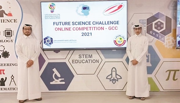 Students Abdullah Abdulrahim al-Janahi and Hamad Abdulaziz al-Hurr from Qatar Science and Technology Secondary School for Boys won the Best Presenter Award.