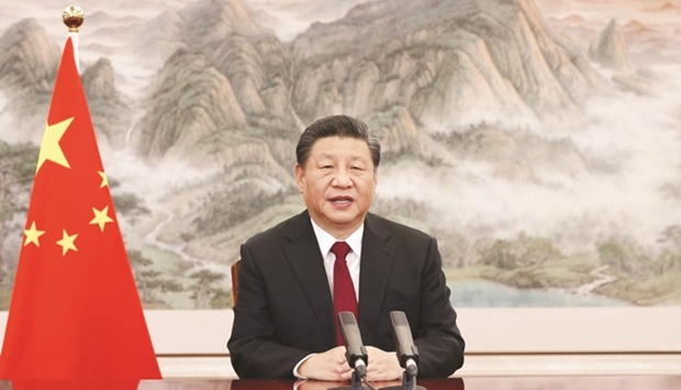 Chinese President Xi Jinping addressing the 2022 WEF virtual session.