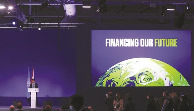 Britainu2019s Chancellor of the Exchequer Rishi Sunak speaks during the UN Climate Change Conference (COP26) in Glasgow last November. (Reuters)