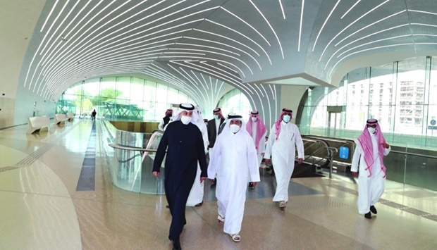 Qatar's Minister of Transport HE Jassim Seif Ahmed al-Sulaiti and Saudi Arabia's Transport and Logistic Services Minister engineer Saleh bin Nasser al-Jasser visiting the Doha Metro project