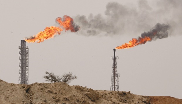 A view of an oil facility on Khark Island, on the shore of the Gulf. Iran pumped at stable levels in December. Talks on reviving its nuclear deal with world powers, which would allow higher oil exports, have shown modest progress, a US State Department spokesman said this week.