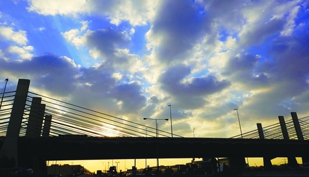 The spectacular cloud formation seen over Qatar's first cable-stayed bridge. Picture by Gulf Times news editor Bonnie James.