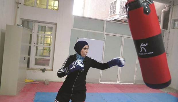 Bushra al-Hajjar is pictured during a training session in Najaf.