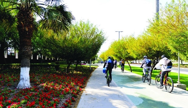 Ras Abu Aboudu2019s linear park has been a favourite destination of many cyclists and enthusiasts, as well as riders of electric scooters, due to the dedicated cycling and walking path that parades relaxing scenery. PICTURE: Shaji Kayamkulam