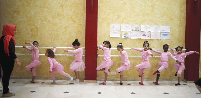 Girls take part in a ballet dancing course run by the Al-Qattan Centre for Children in Gaza City.