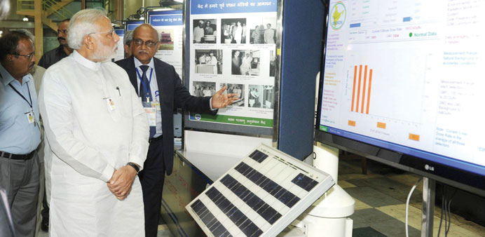 Prime Minister being briefed by the Department of Atomic Energy secretary and Atomic Energy Commission chairman Dr R K Sinha during his visit to the B