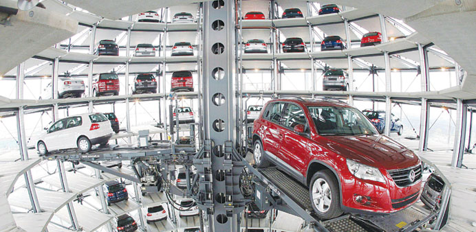 A file photo showing a Volkswagen Tiguan automatically taken from the Volkswagen delivery tower in Wolfsburg, Germany. VW is recalling almost 2.6mn ca